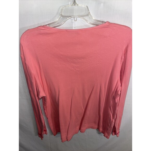 Quacker Factory Casual Blouse Women’s Size Large Pink Sequins Long Sleeve Cotton - Picture 8 of 12